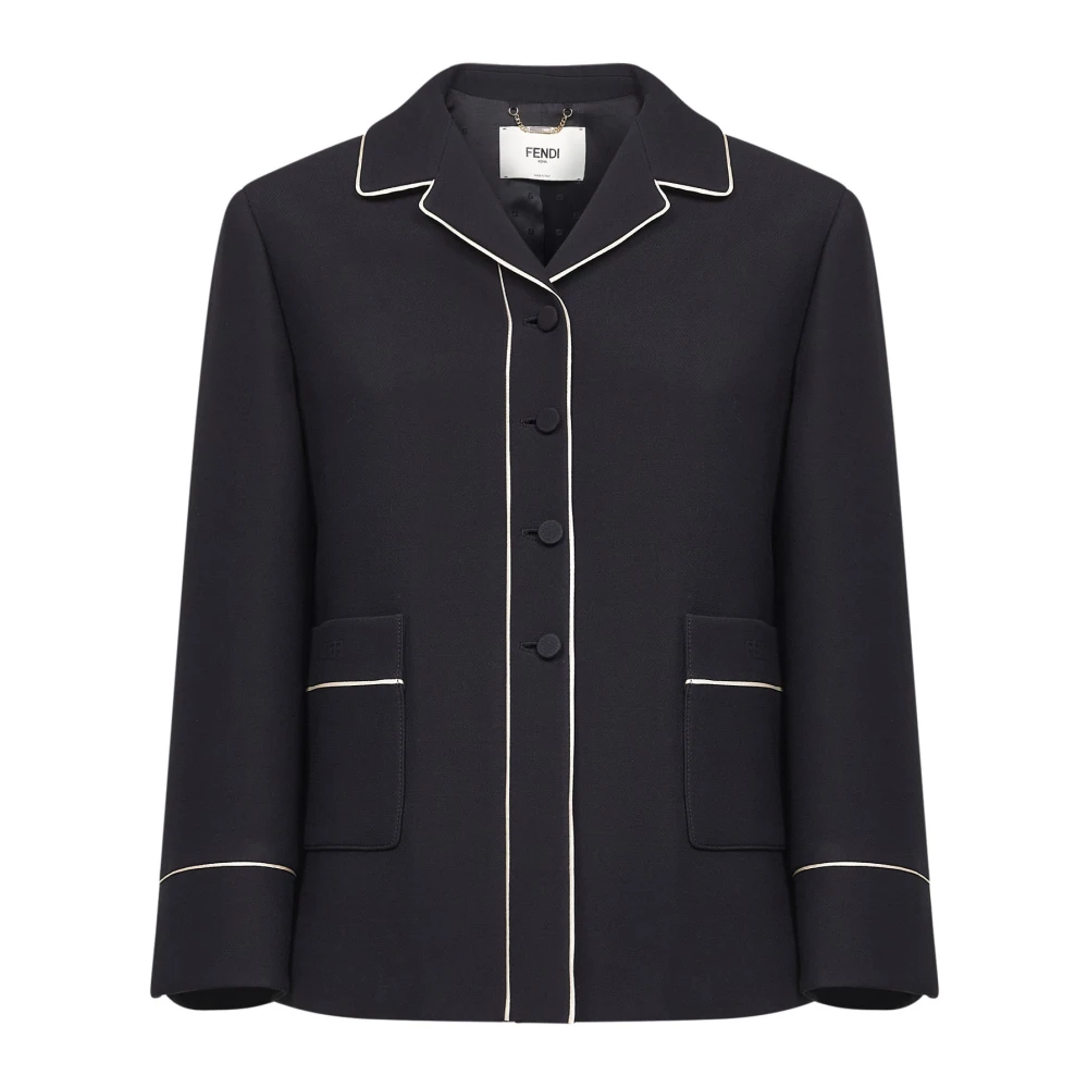 Fendi Vrouw Zwart Jassen Dames, M, Wol, Zijden En Wollen Jas