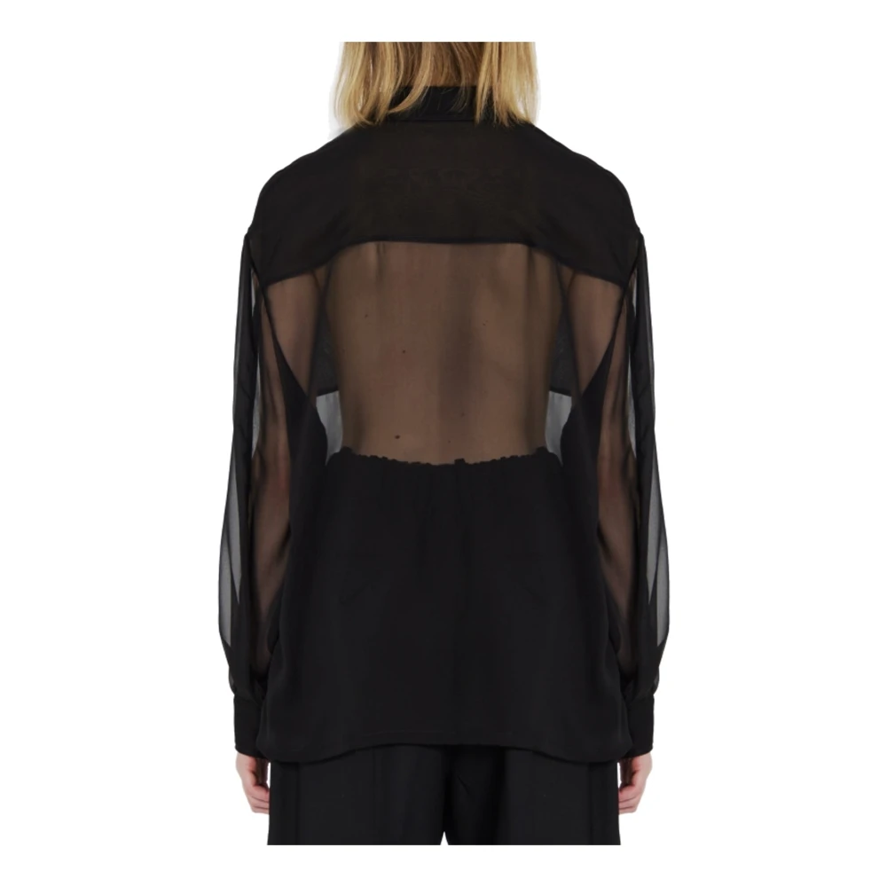 Saint Laurent Zijden Crepe Muslin Shirt Zwart Black Dames