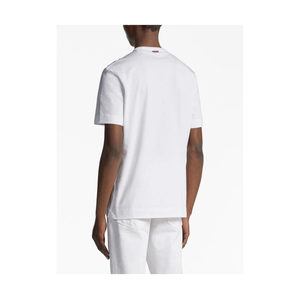 Ermenegildo Zegna Geborduurd Logo Crew Neck T-shirt White Heren