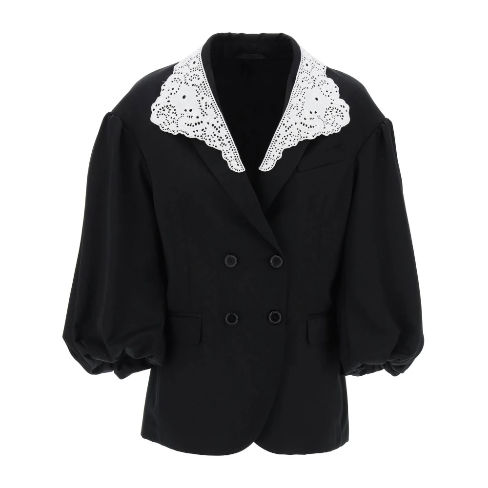 Simone Rocha Wollen blend double-breasted ballonmouw blazer Black Dames