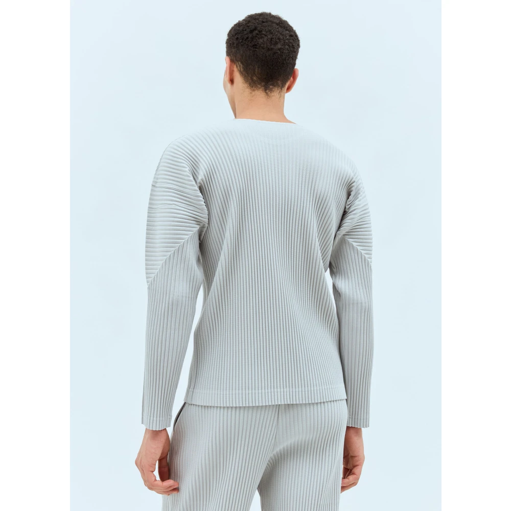Issey Miyake Geplooide Longsleeve Top Gray Heren