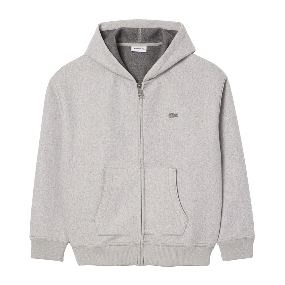 Lacoste Heren Flanellen Hoodie met Ritssluiting Gray Heren