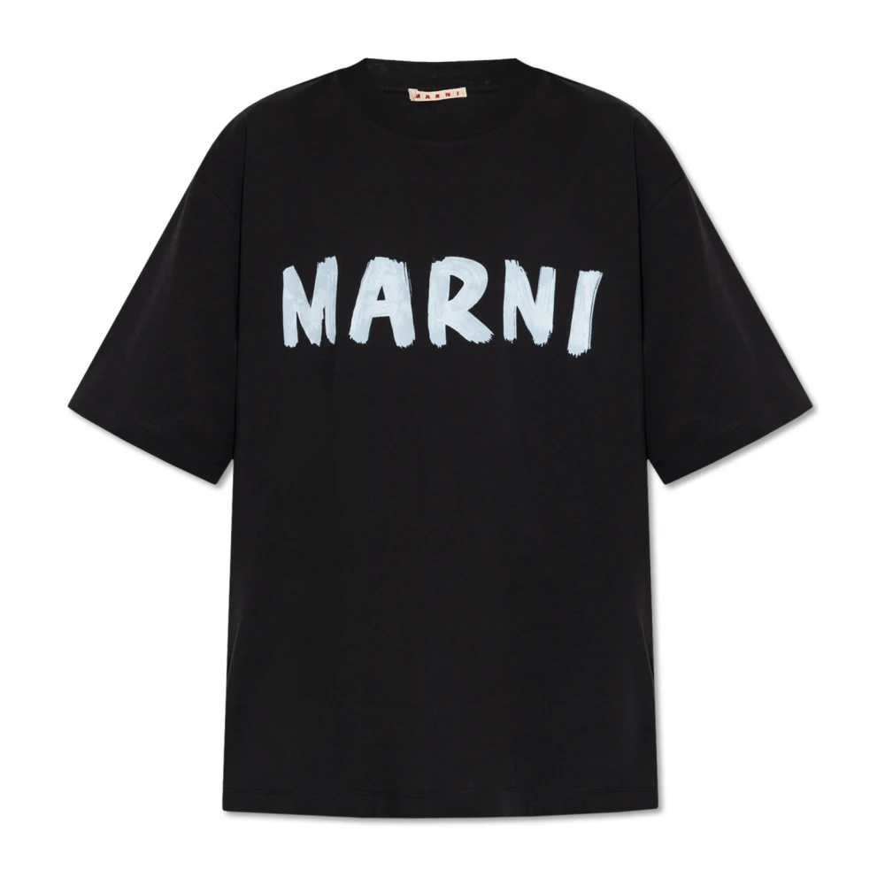 Marni Women's Black T-Shirt With Printed Logo - T-Shirts - 2XS - Tops