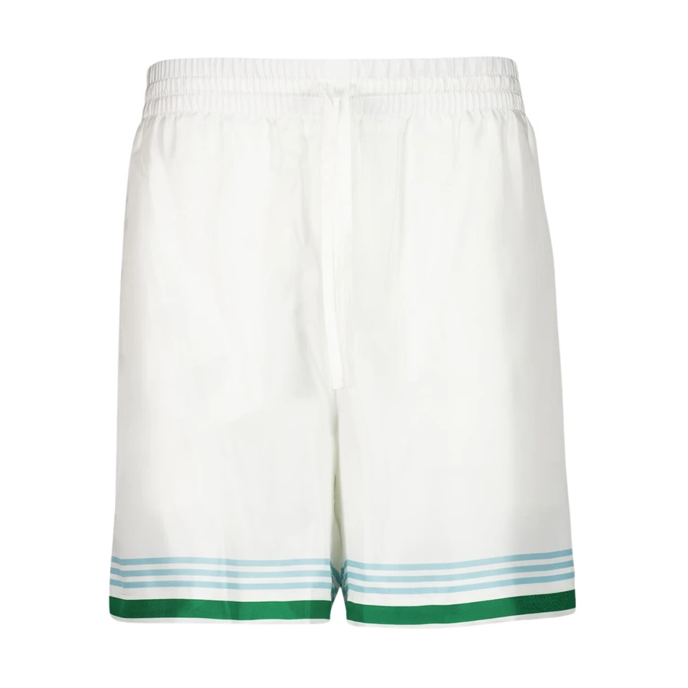 Casablanca Men's White Silk Tennis Icon Shorts
