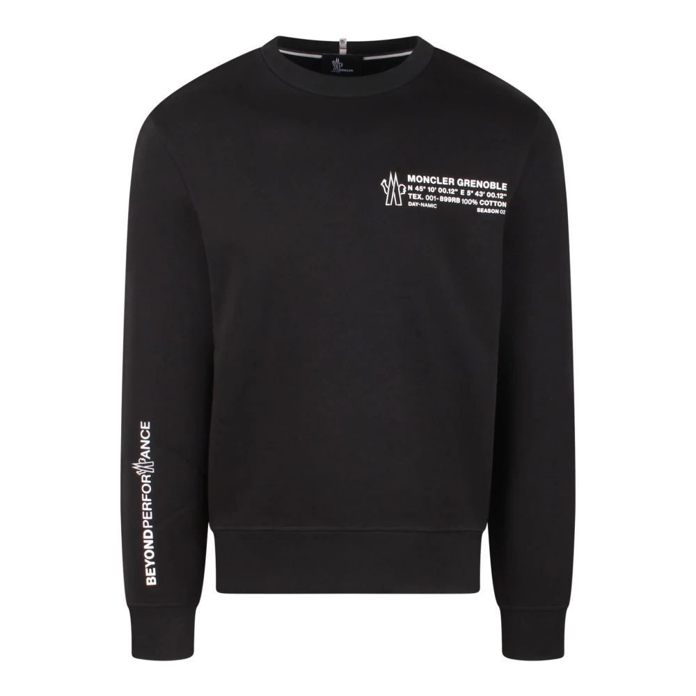 Moncler Rubber Lettering Crewneck Sweatshirt Black Heren