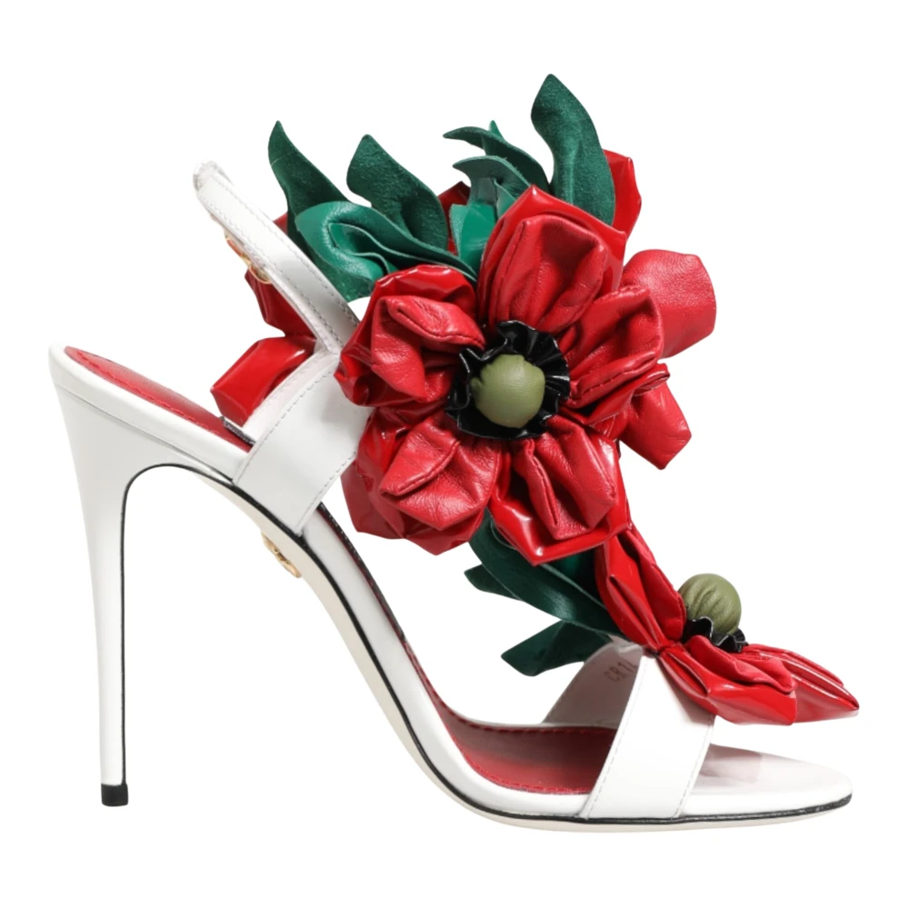 Dolce & Gabbana Women's Multicolor White Red Floral Heels Sandals Size 2