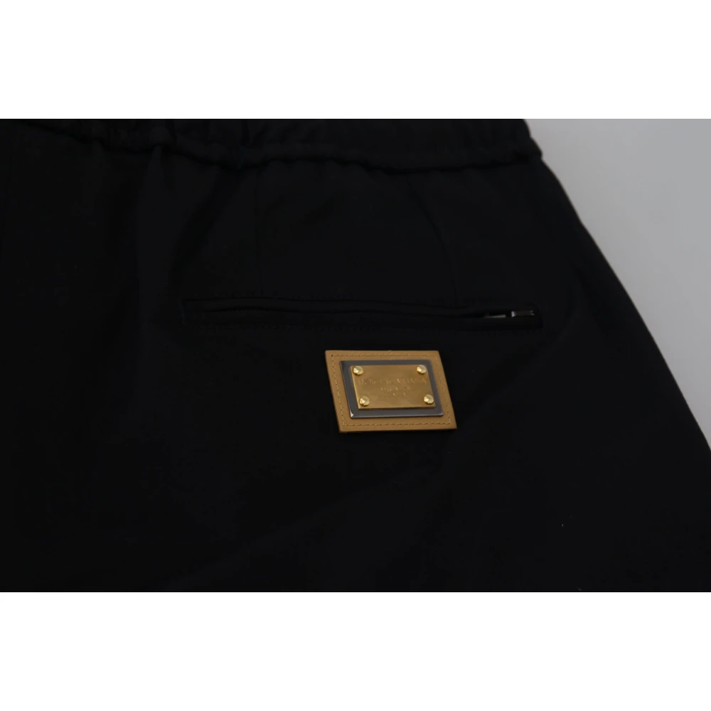 Dolce & Gabbana Zwarte katoenen elastische taille DG Logo cropped broek Black Heren