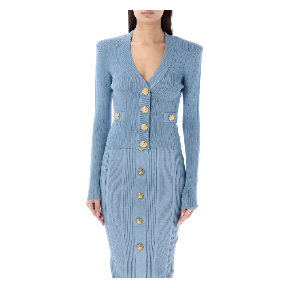 Balmain Gebreide Cardigan Blue Dames