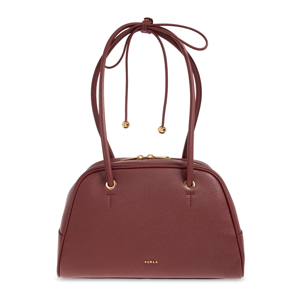 Furla Poppy Sac À Main M Red Apple Rouge Cuir Grainé Diamant + Cuir De Veau Sidney Femme - Bild 4
