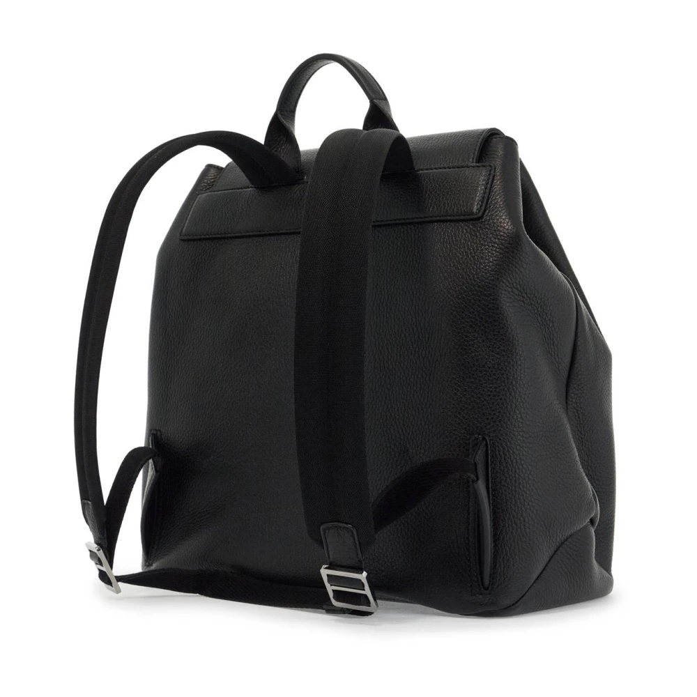 Dolce & Gabbana Rugzak van hertenleer met 3D-logo Black Heren