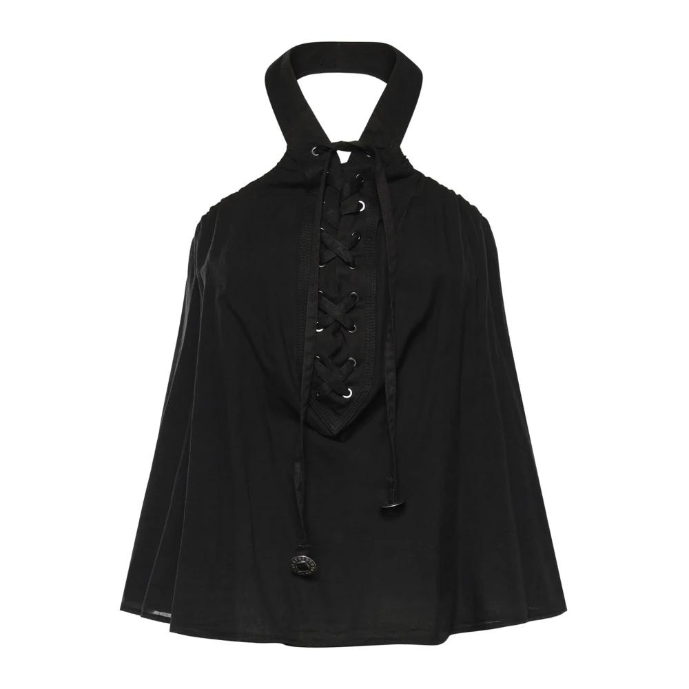 Pinko Women's Black Sleeveless Tops, L, Caivano Top Voile E Gabardina