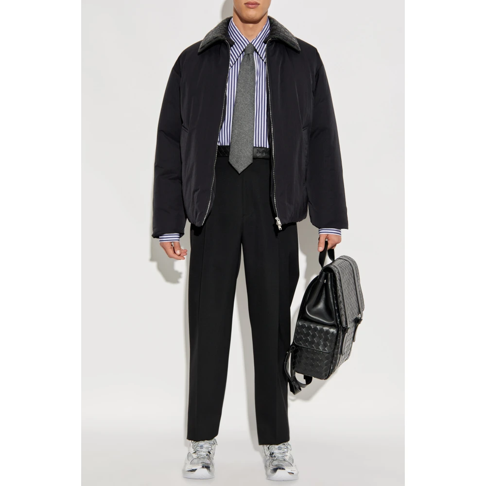 Bottega Veneta Jas met leren kraag Black Heren