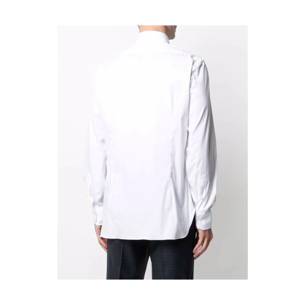 Barba Witte Katoenmix Overhemd met Spreidkraag White Heren