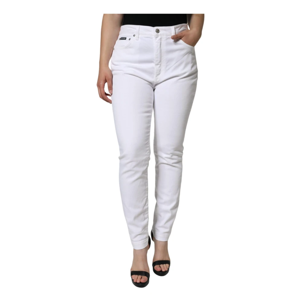 Dolce & Gabbana Women's White Skinny Jeans Mid Waist Stretch