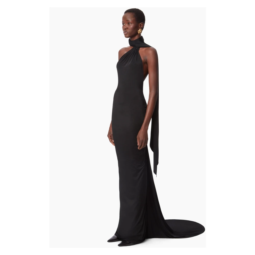 Nina Ricci Zwarte Gedrapeerde Halterjurk Black Dames