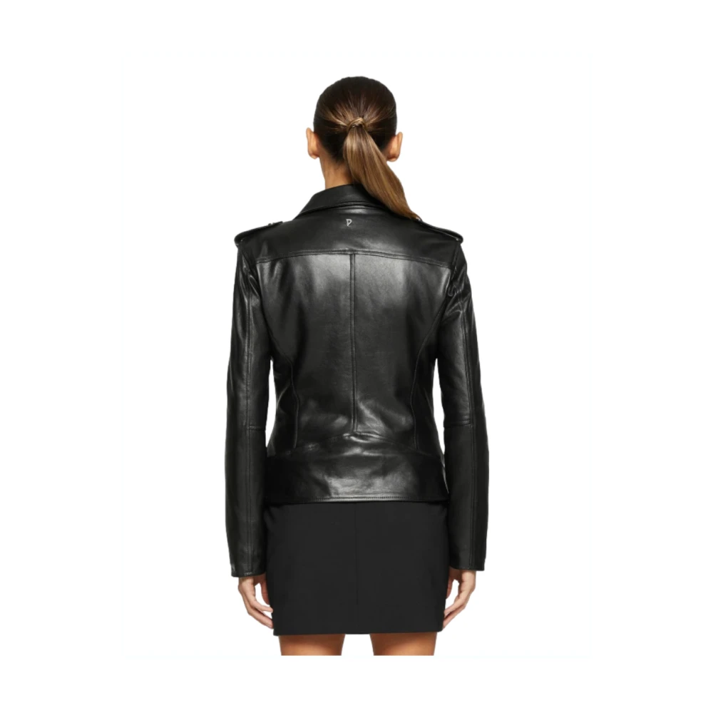 Dondup Zwarte Bikerjas met Nepbont Black Dames