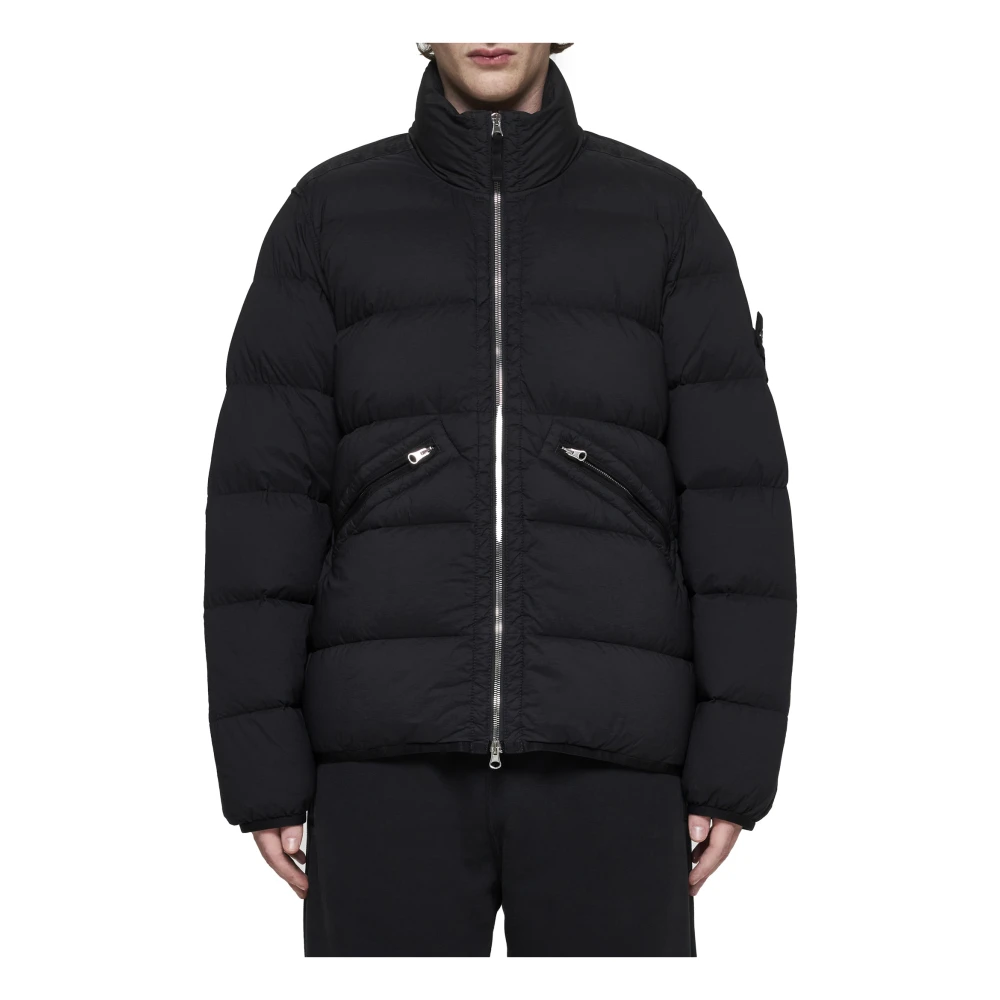 Stone Island Gewatteerde Donsjack Zwart Black Heren