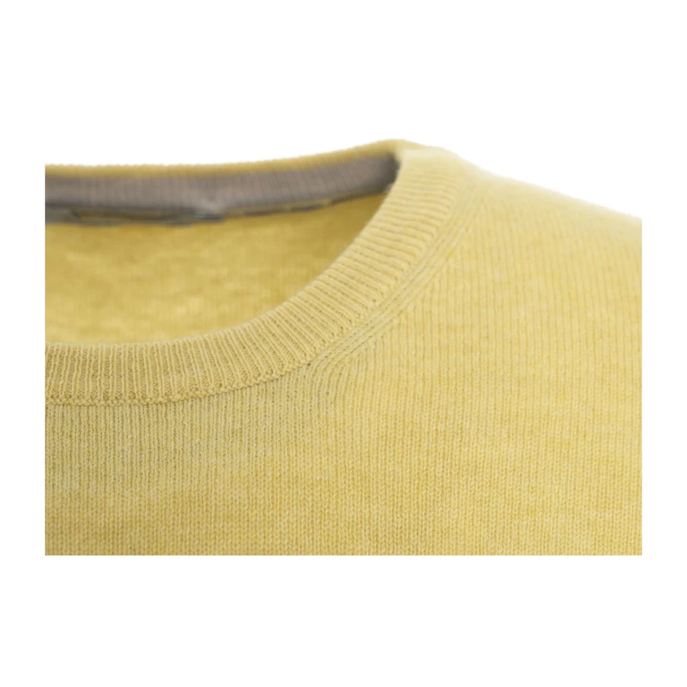 Gender Italiaanse Gebreide Pullover met Logodetails Yellow Heren