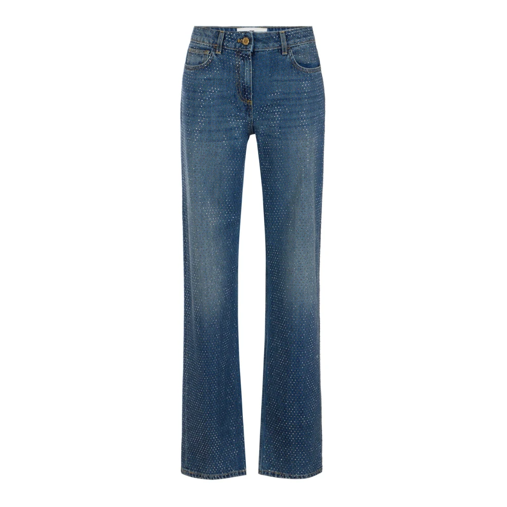 Elisabetta Franchi Donna Blu - Jeans Palazzo Con Strass - Jeans - W27