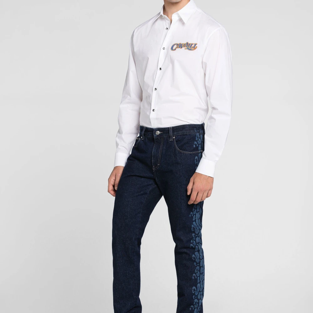 Roberto Cavalli Dierenprint Straight-Leg Jeans Blue Heren