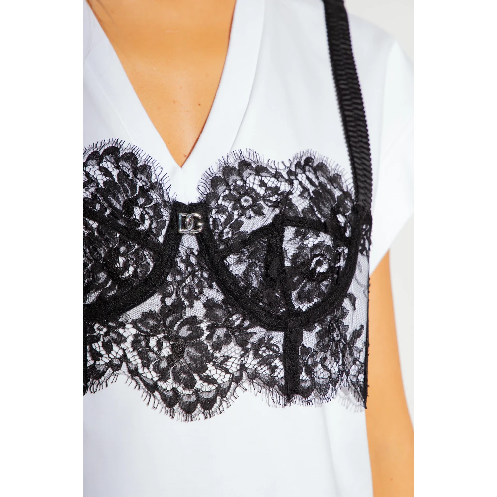 Dolce & Gabbana T-shirt met bralette-details White Dames