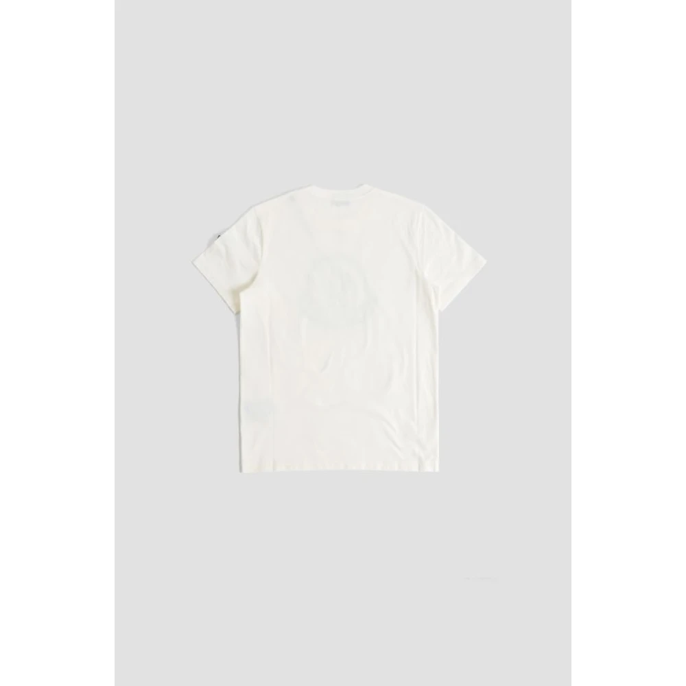 Moncler Vervaagd Logo Off-White T-shirt Katoenen Jersey White Dames