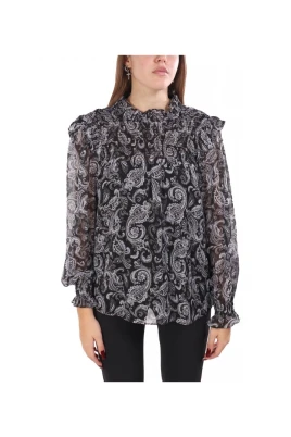 Metallic Paisley Print Georgette Blouse