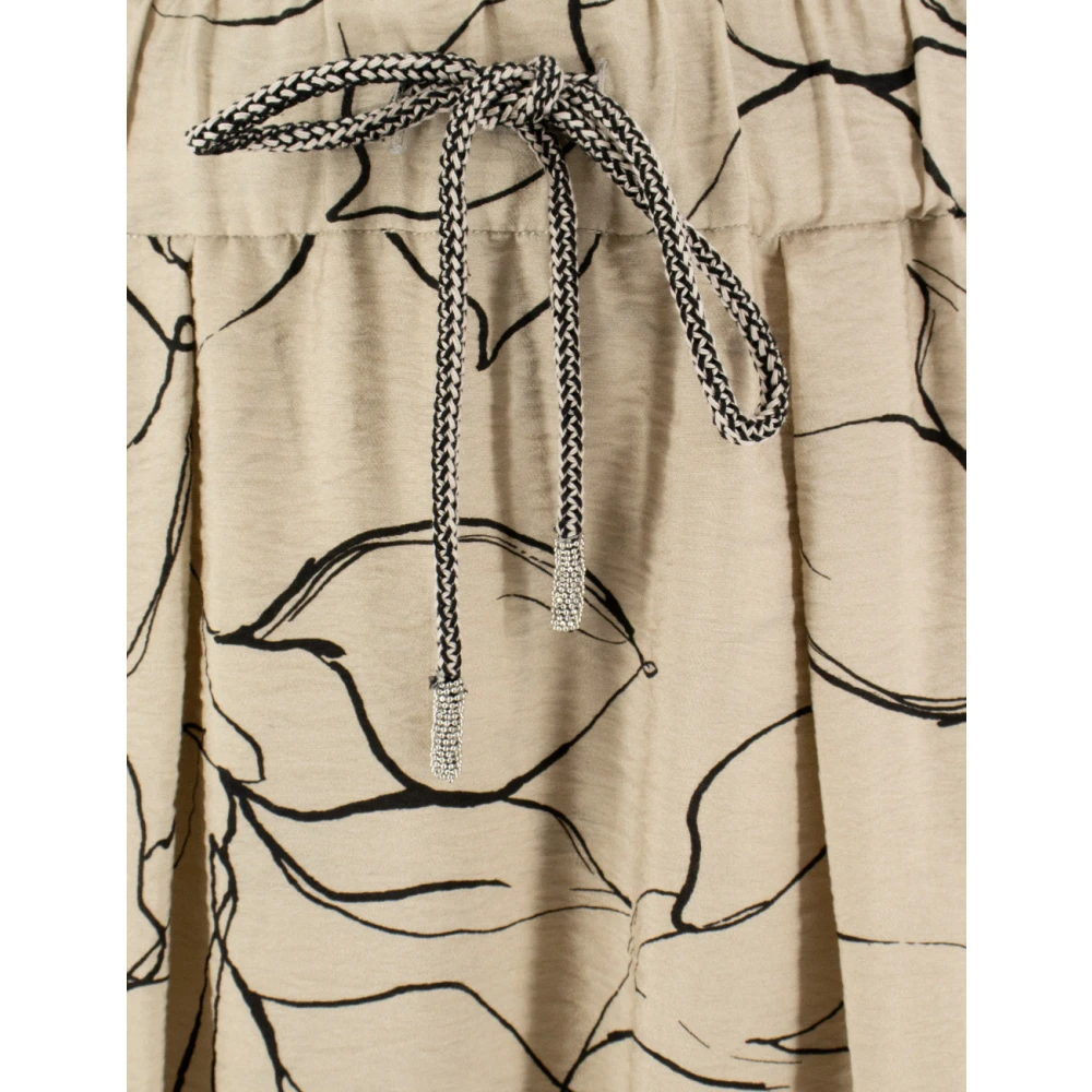 Panicale Bloemenprint Midi Rok met Plooien Beige Dames