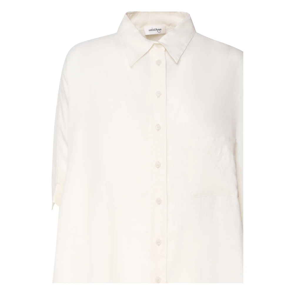 Ottod'Ame Linnen Overhemdjurk Ivoor Kleur Beige Dames