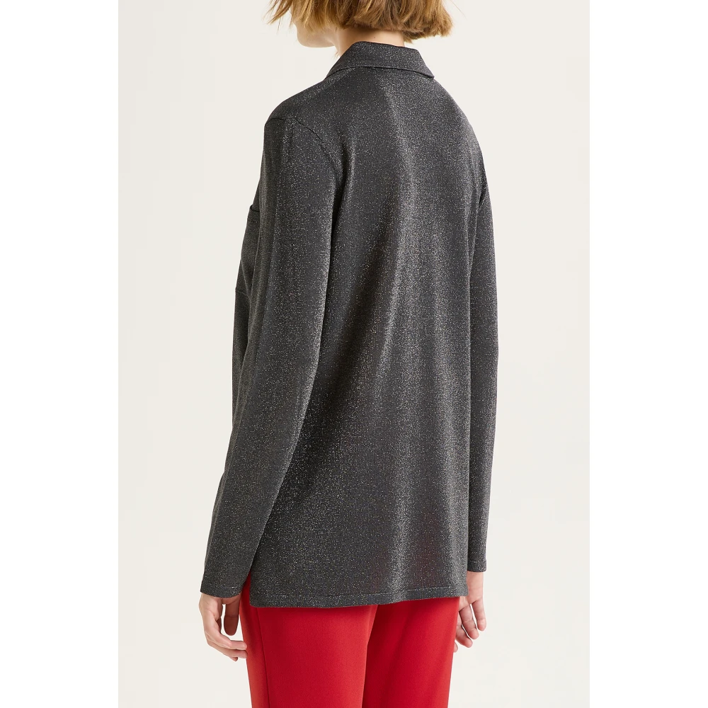 Maliparmi Glanzende Fluid Lurex Trui Gray Dames