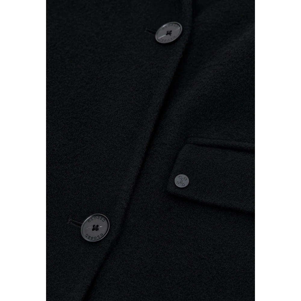 closed Lange Wol Kasjmier Jas Dubbelbreasted Black Dames