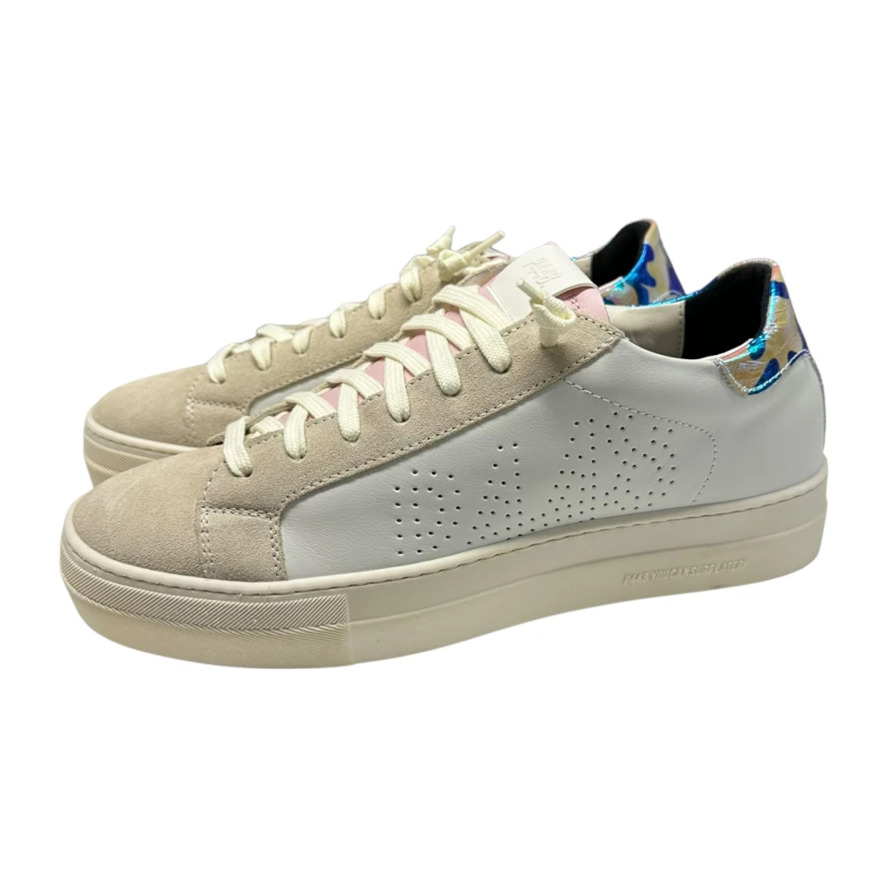 P448 Leren en Suède Sneaker 4cm Rubberen Zool White Dames