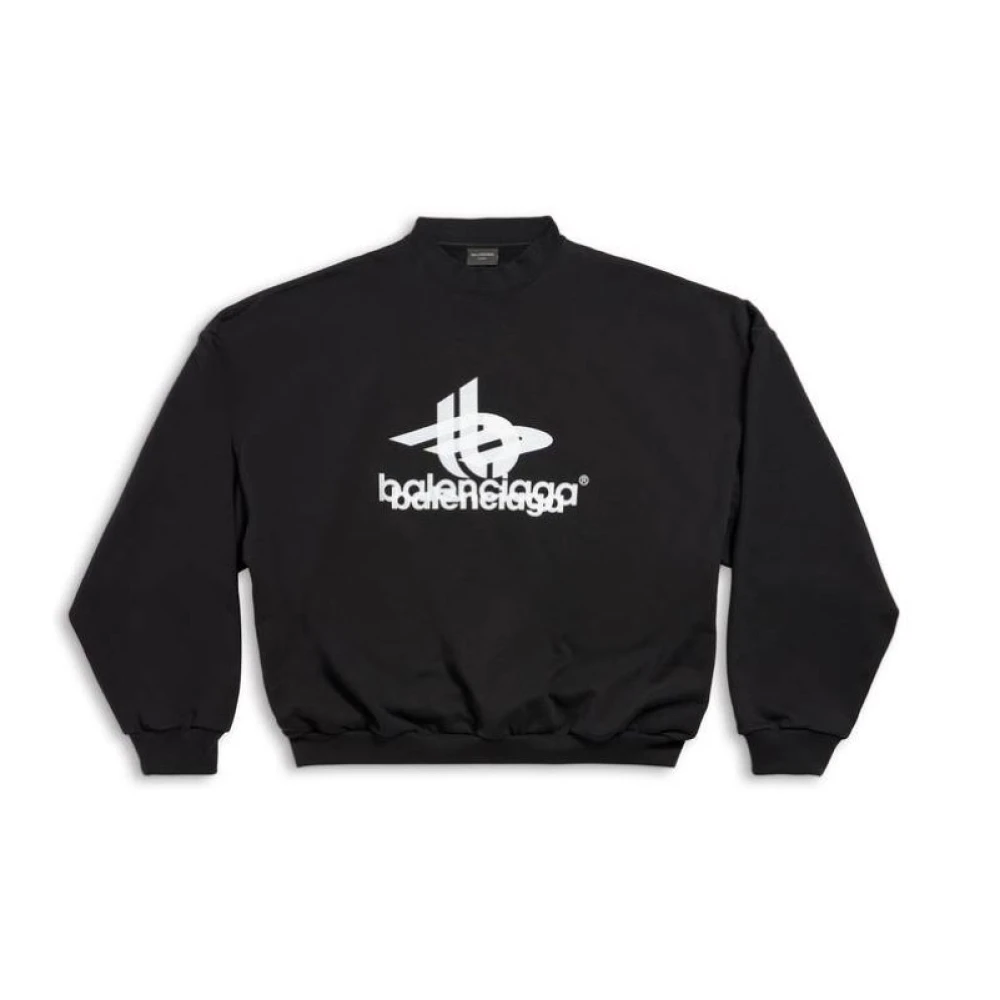 Balenciaga Gelaagde Sport Ronde Oversized Sweatshirt Black Dames