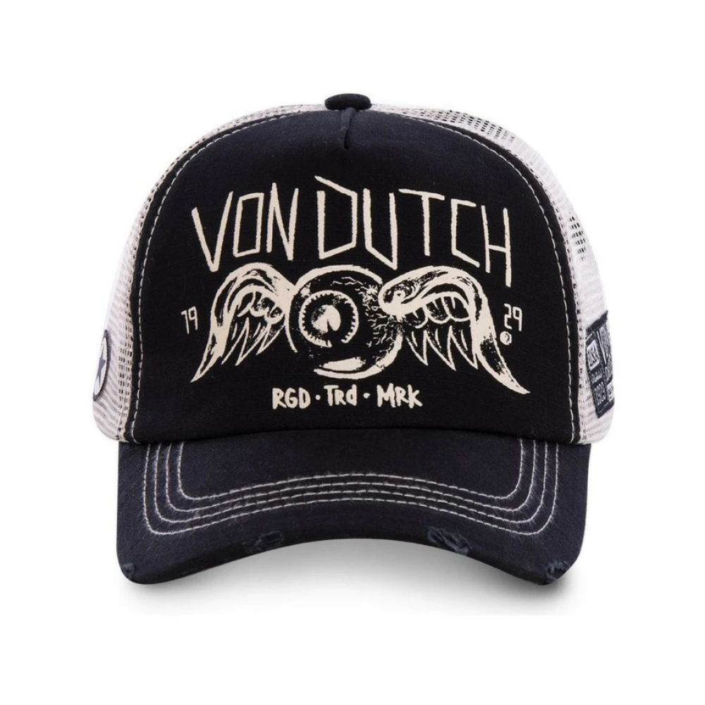 Von Dutch Zwarte Trucker Cap met Geborduurd Logo Black Heren