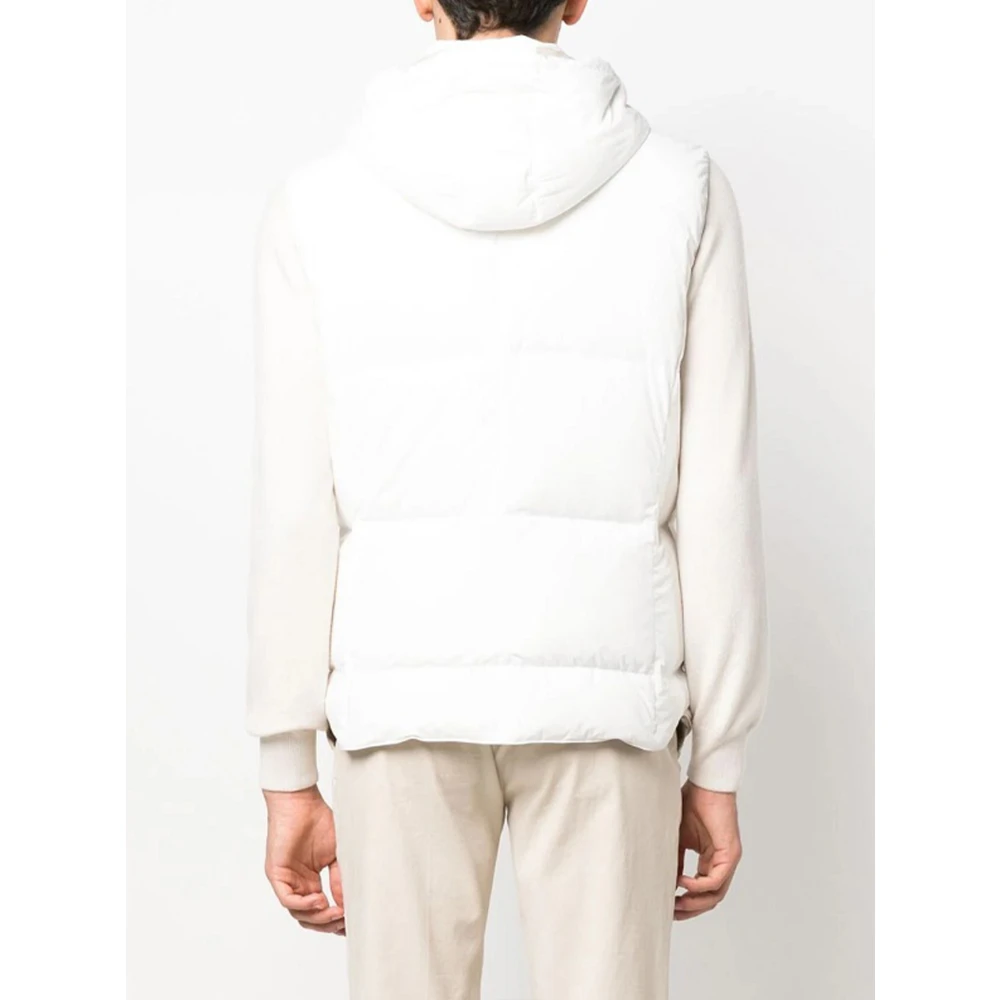 BRUNELLO CUCINELLI Beige Mouwloze Nylon Gewatteerde Jas Beige Heren