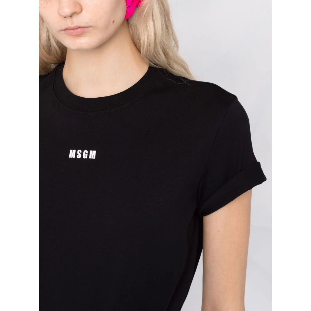 Msgm Basis Katoenen T-Shirt Black Dames