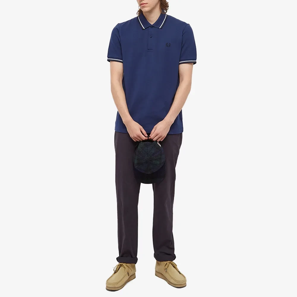 Fred Perry Twin Tipped Polo Navy Wit Blue Heren