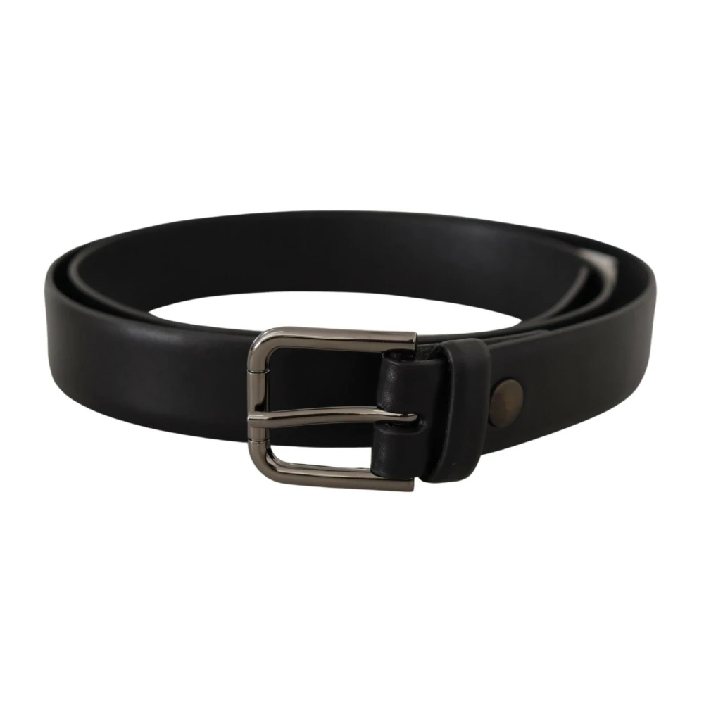 Dolce & Gabbana Men's Black Belts, One Size, Classic Logo Leather Belt