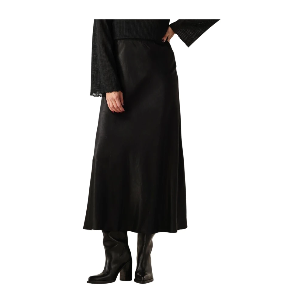 moss copenhagen Elegante Zwarte Midi Rok Black Dames