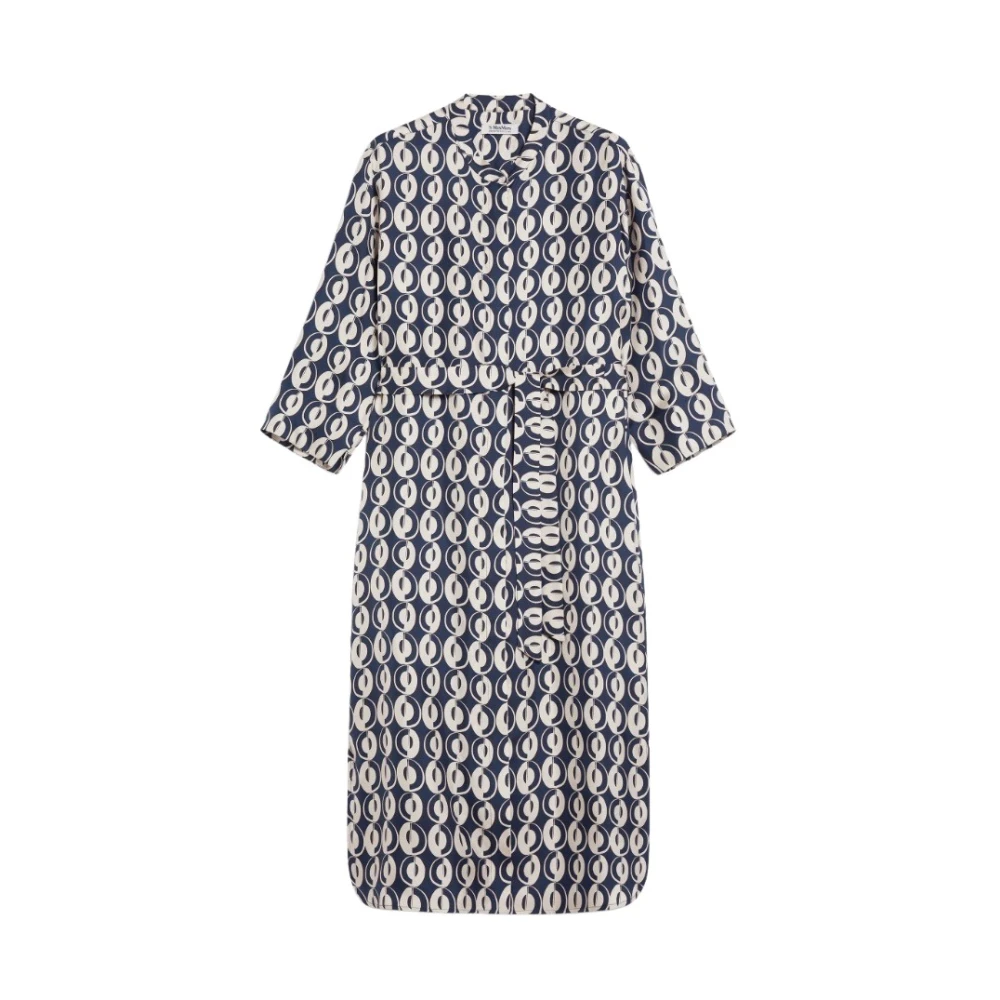 Max Mara Zijden kaftan jurk met riem Blue Dames