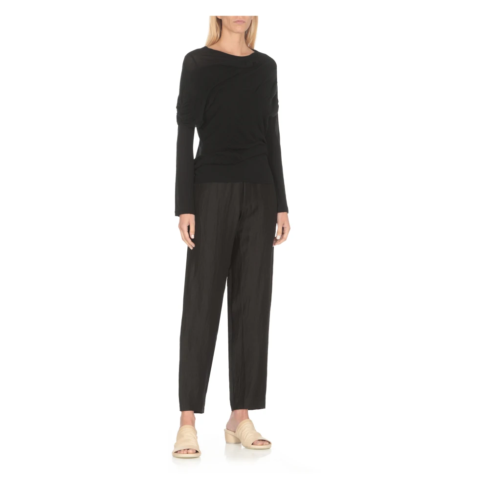 Yohji Yamamoto Zwarte Broek met Riemlussen Black Dames