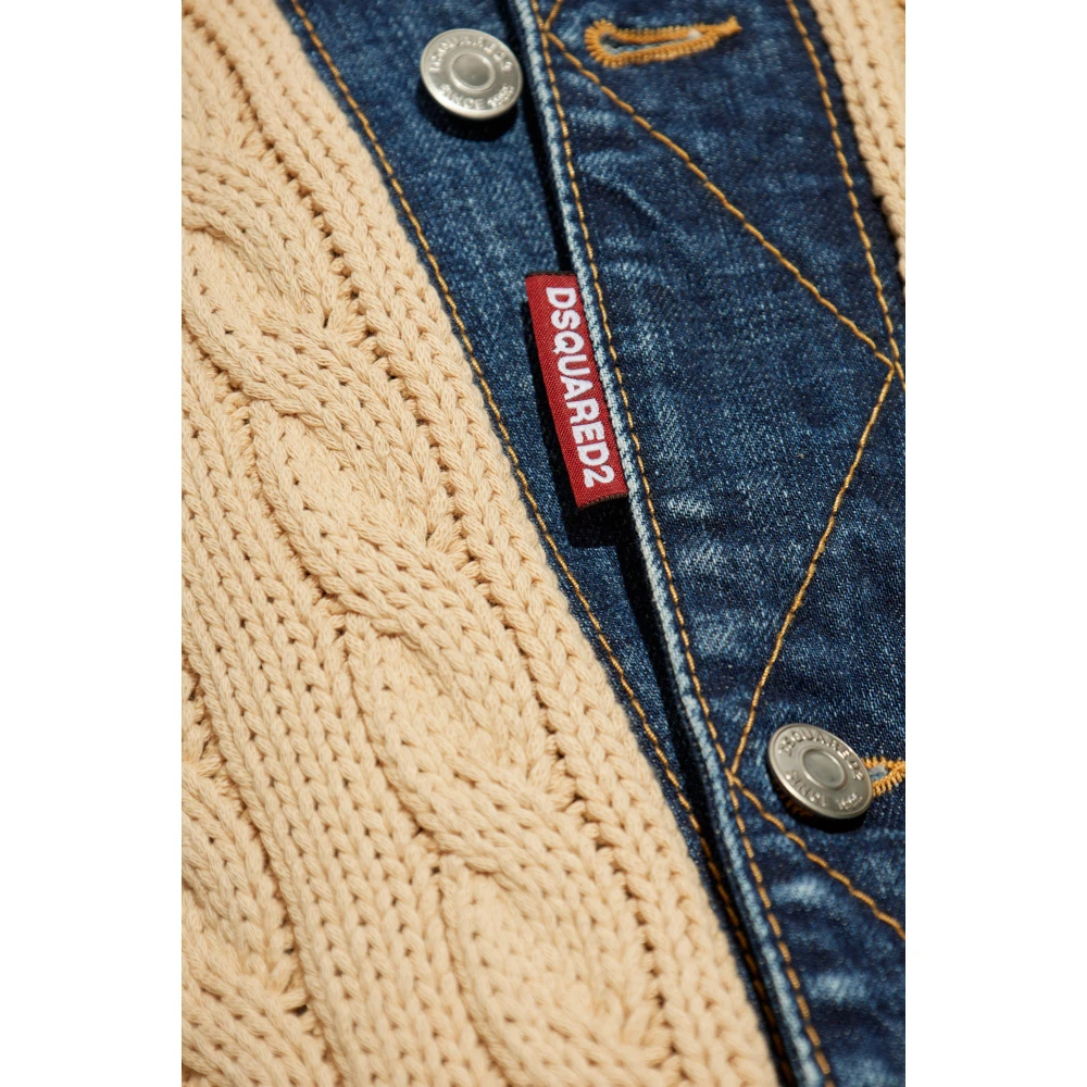 Dsquared2 Cardigan met denim inzetstukken Beige Heren