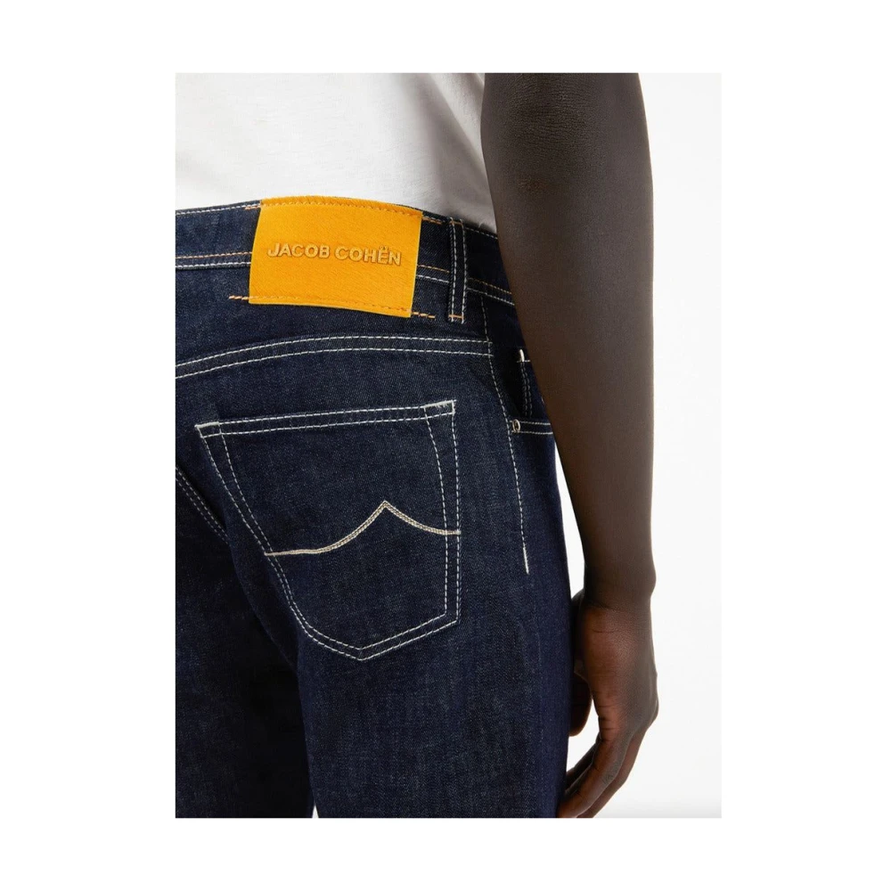 Jacob Cohën Donkerblauwe Slim-Fit Denim Jeans met Bandana Detail Blue Heren