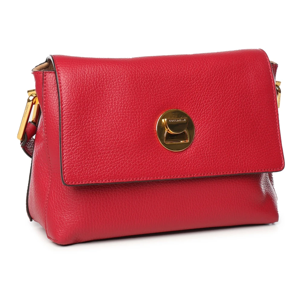Coccinelle Rode leren schoudertas met klep Red Dames
