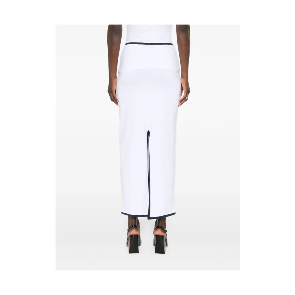 Rowen Rose Blauwe Bloemenapplicatie Jersey Rok White Dames