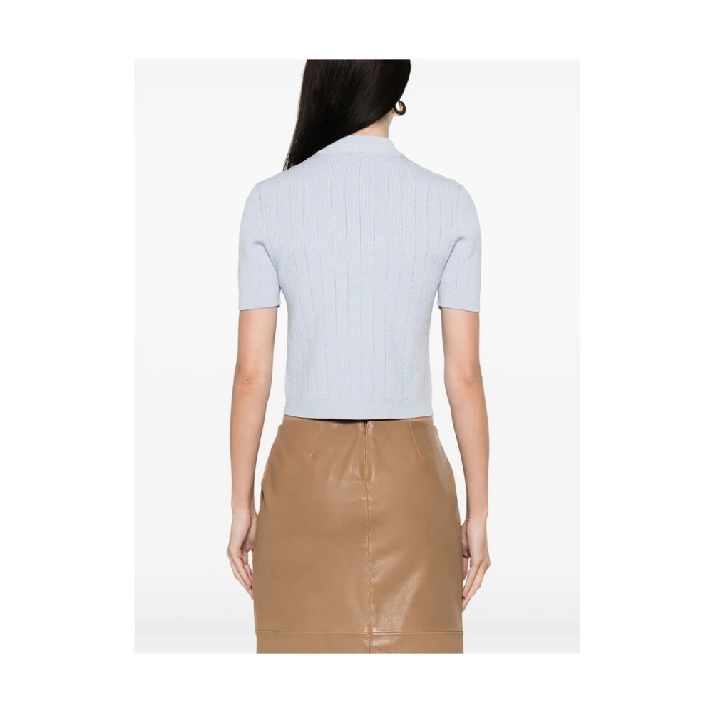 Balmain Lichtblauwe Trui met Korte Mouwen Blue Dames
