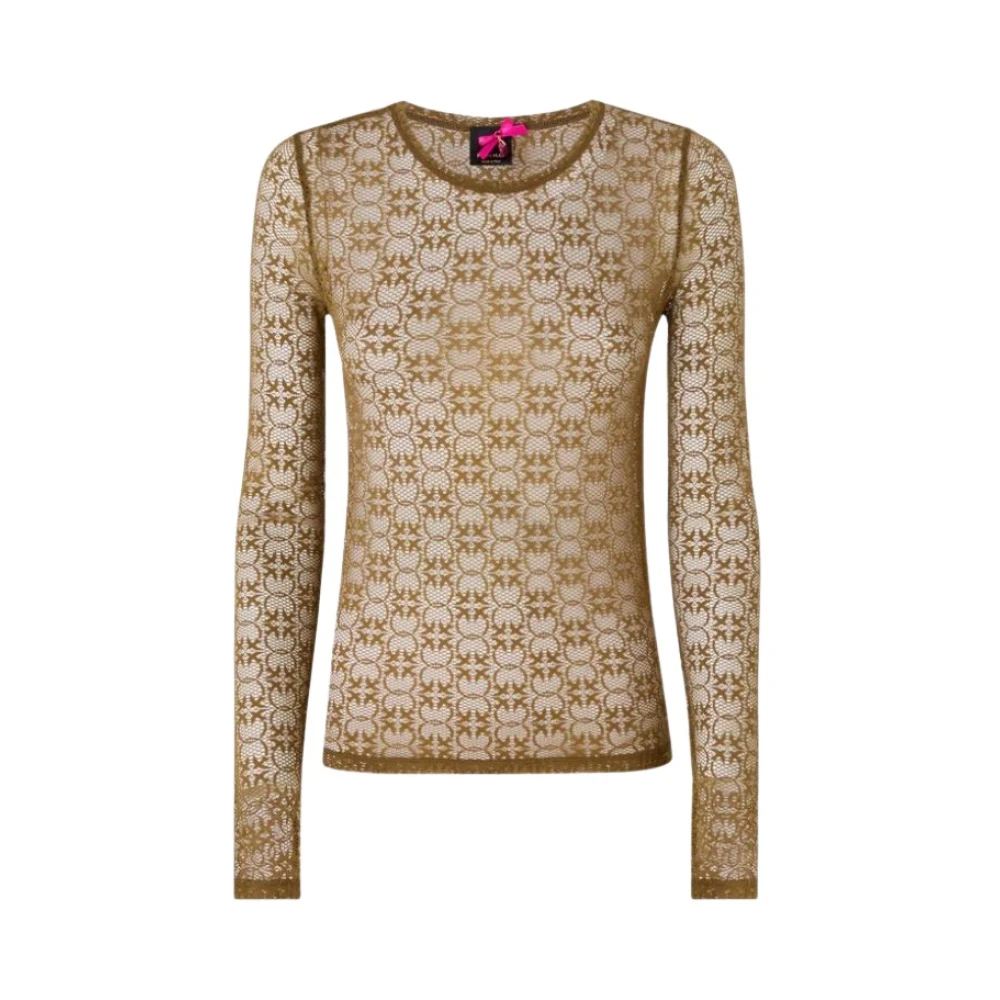 Pinko Maglia Pizzo Stretch - Female - Long Sleeve T-Shirts - Green - M - Tops