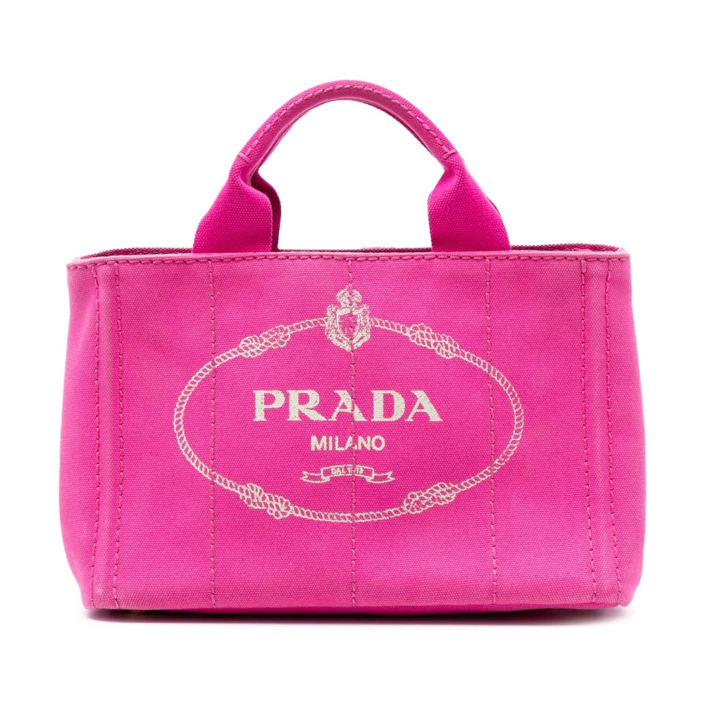 Prada Vintage Women's Pink Pre-Owned Vintage Canvas Tote Bag