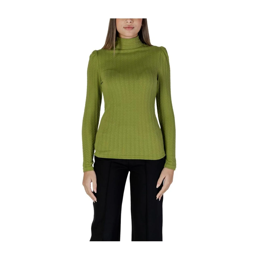 b.Young Groene Geribbelde Gebreide Sweater Top Green Dames