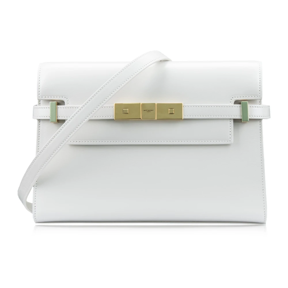 Saint Laurent Leren Schoudertas met Gesp Magnetische Knoop White Dames
